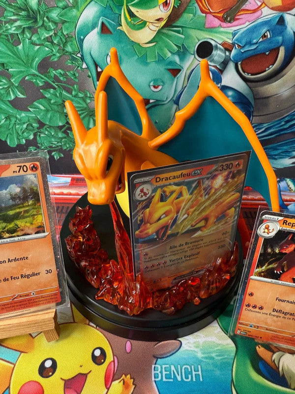 Figurine Porte-Carte Dracaufeu + Dracaufeu ex + Reptincel + Salamèche