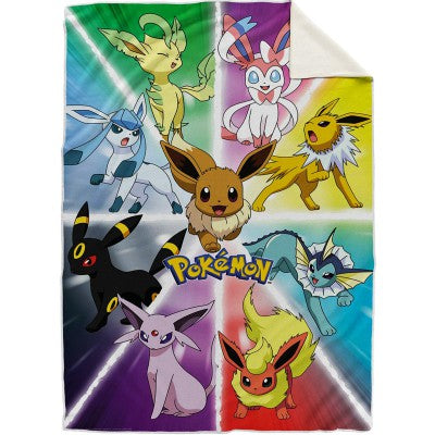 Plaid Pokémon Evoli et ses evolutions (evolitions) 150 x 100 cm