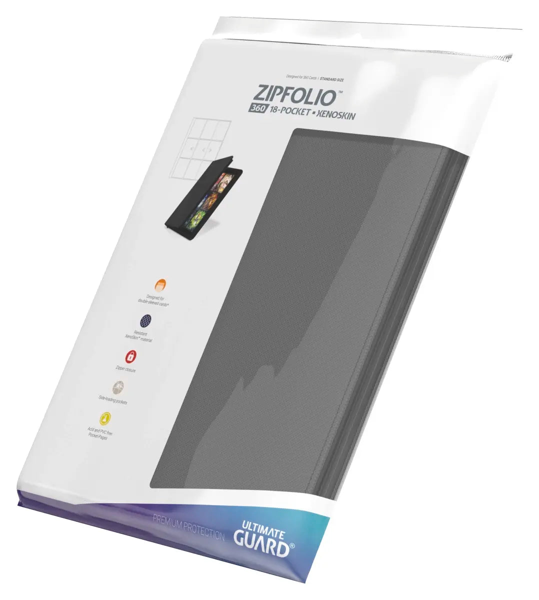 Portfolio Ultimate Guard - A4 18-Pocket Zipfolio Xenoskin - Gris 360