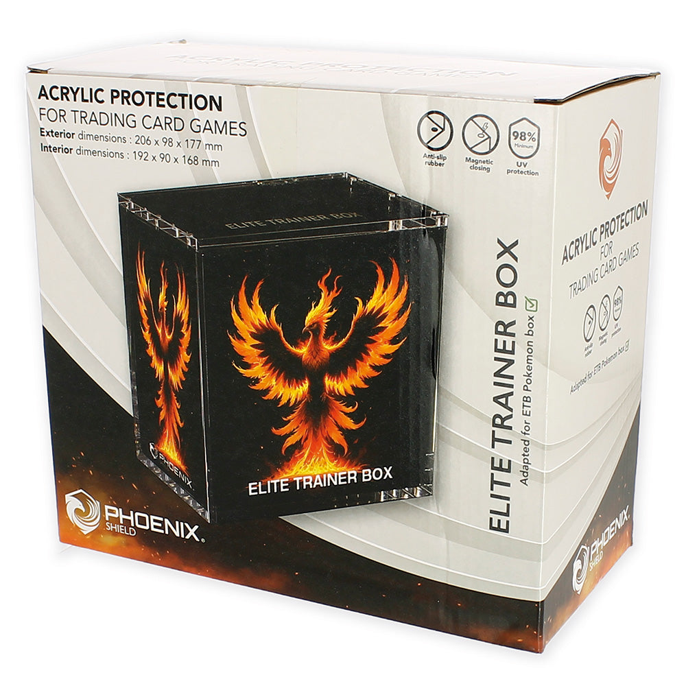 Phoenix Shield - Protection Acrylique pour ETB Pokémon (Fermeture Magnétique)