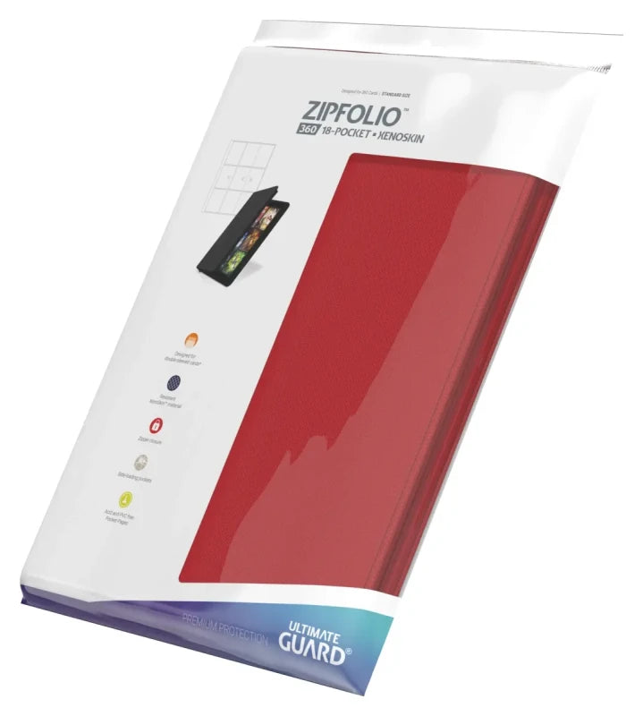 Portfolio Ultimate Guard - A4 18-Pocket Zipfolio Xenoskin - Rouge 360