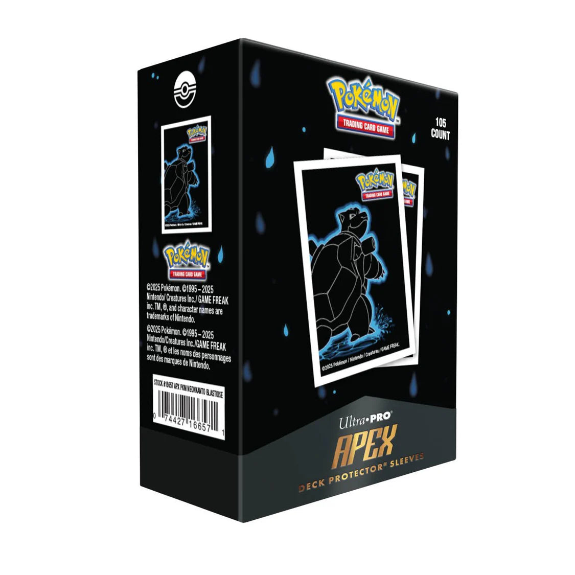 Ultra Pro - 105 protège-cartes standard APEX Pokémon - Neon Kanto : Tortank