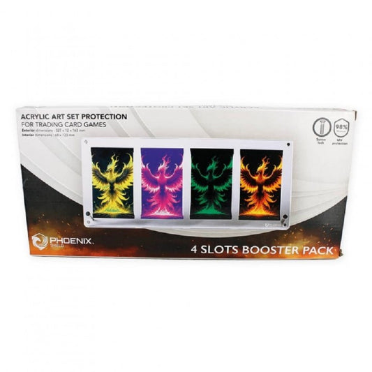 Phoenix Shield - Protection Acrylique pour 4 Boosters Pokémon (Fermeture Magnétique)
